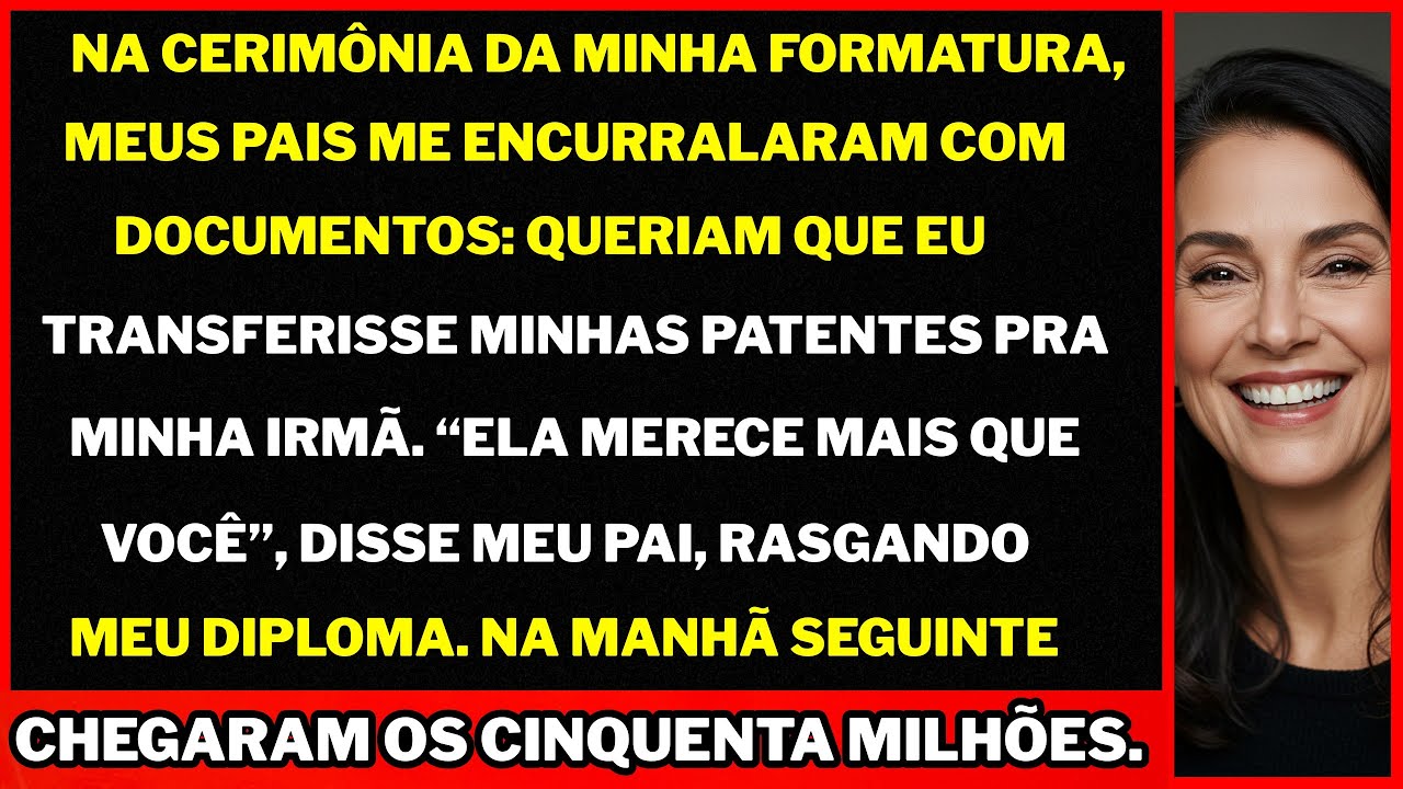 Na formatura, meus pais exigiram que eu desse minhas patentes pra minha irmã. Não sabiam o resto.