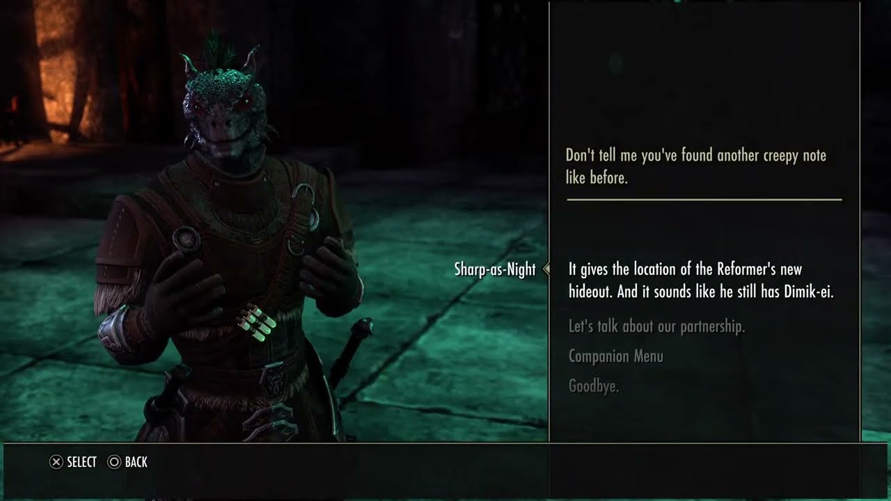 Sharp as night 3rd companion quest - ESO