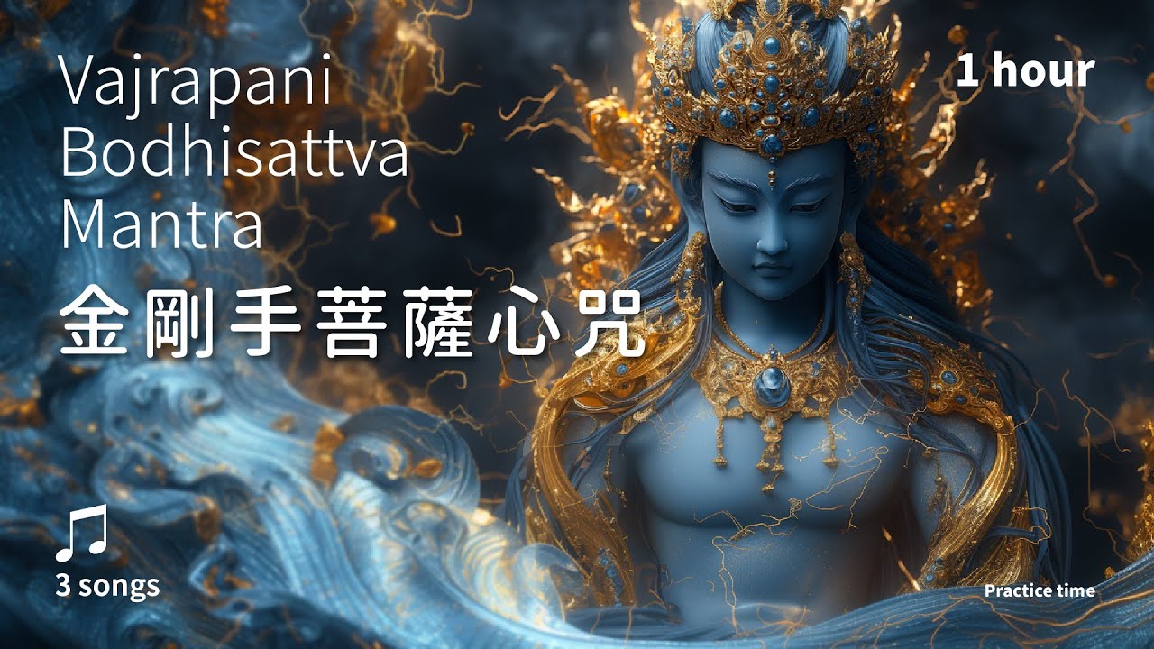 俱足威勢，力破萬障的智勇守護《金剛手菩薩心咒》3首_溫和版1小時 | Vajrapani Mantra #佛經音樂 Om VajraPani Hum