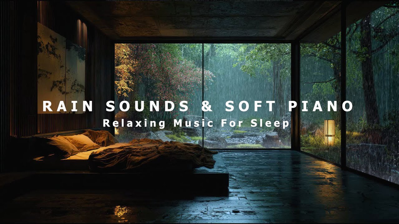 Heavy Rain on Window + Soft Piano 🎶 Deep Sleep Music (No Ads)