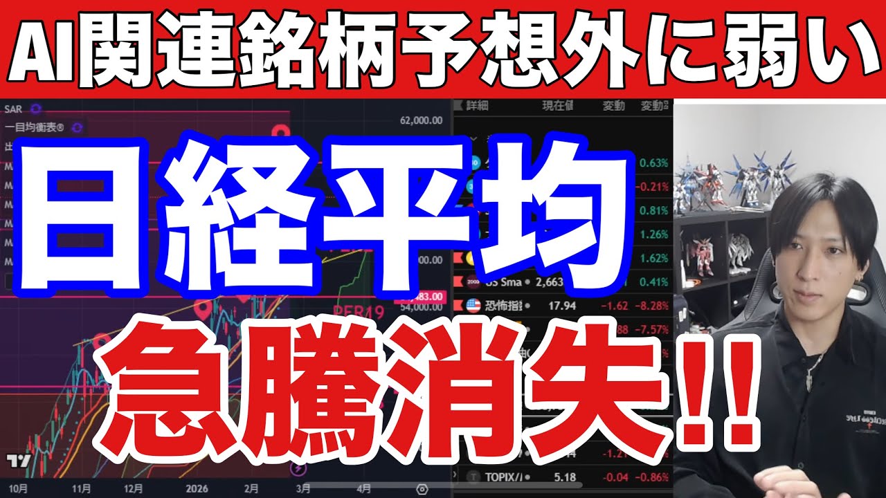 2/26【日経平均急騰消失。エヌビディア決算で半導体、AI関連銘柄下落→SaaS関連銘柄急騰‼️】日本株需給悪化。ドル円156円。米国株、ナスダック、仮想通貨上昇