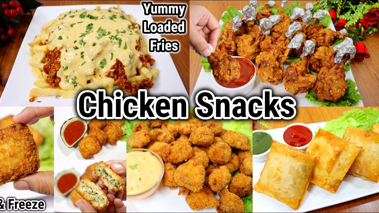 5 Delicious Chicken Snack Recipes | Loaded Fried |Chicken Lollipop |Hot Shots |Chicken Cheese parcel