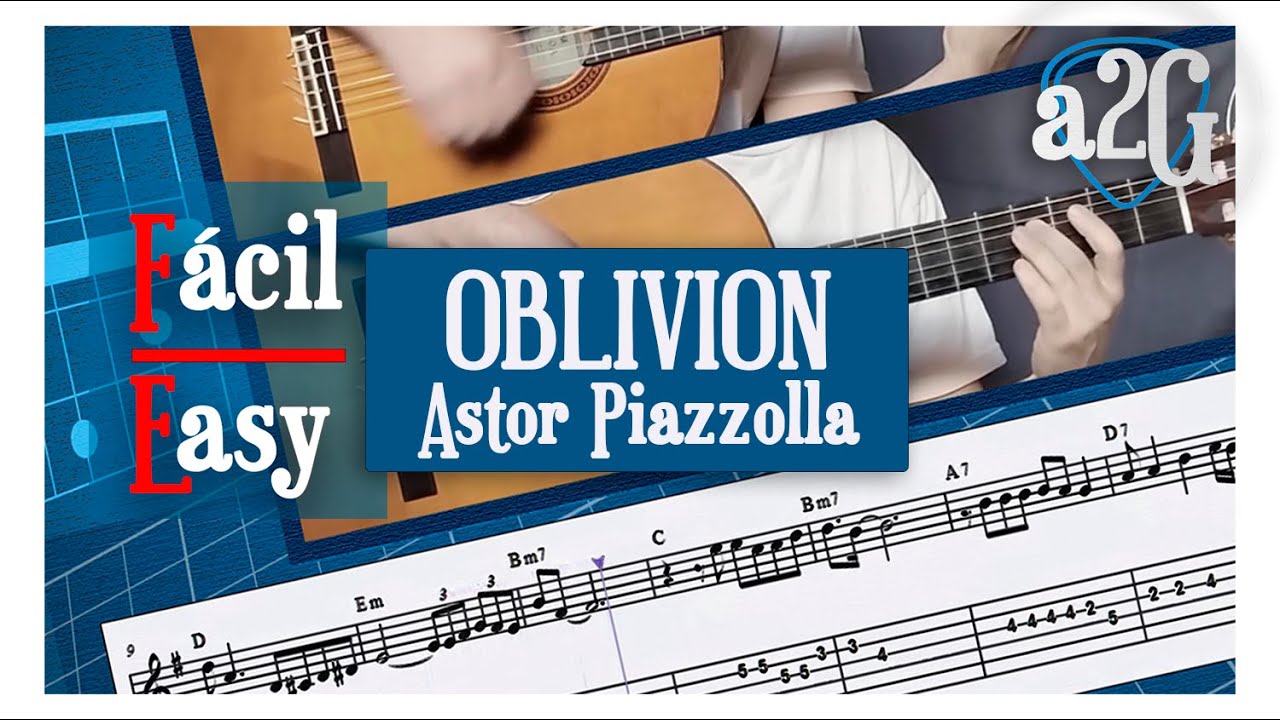 Oblivion - (Astor Piazzolla) ▶ A Dos Guitarras | Tutorial con Partitura y Tablatura | fácil/easy