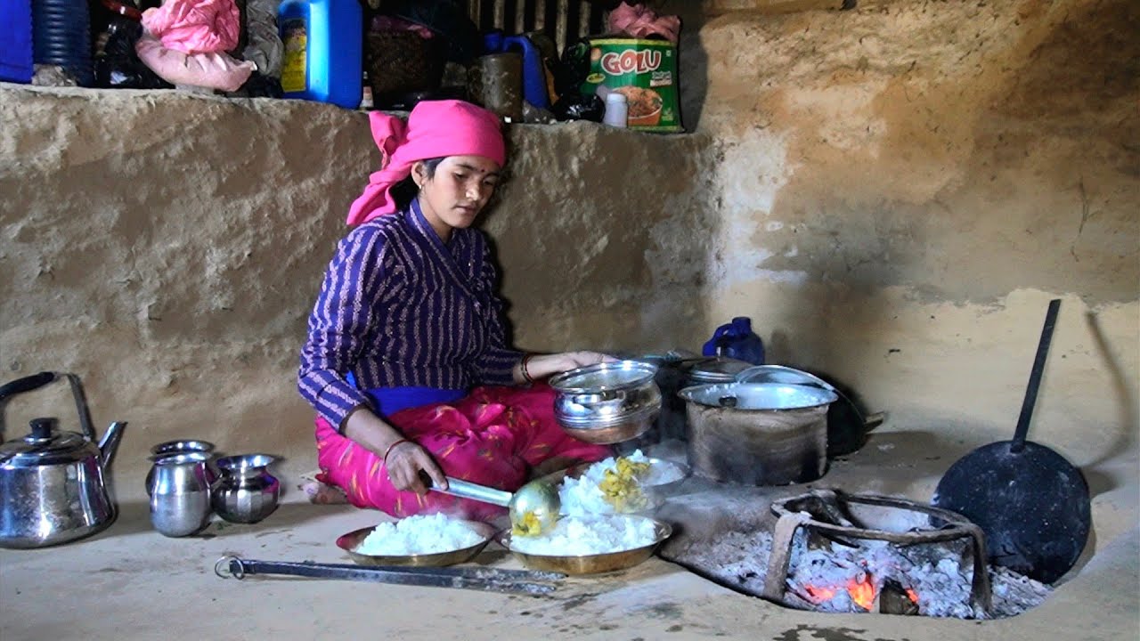 🔥 Cooking Dal Bhat & Potato Curry on a Traditional Wood-Fired Stove | Village Style