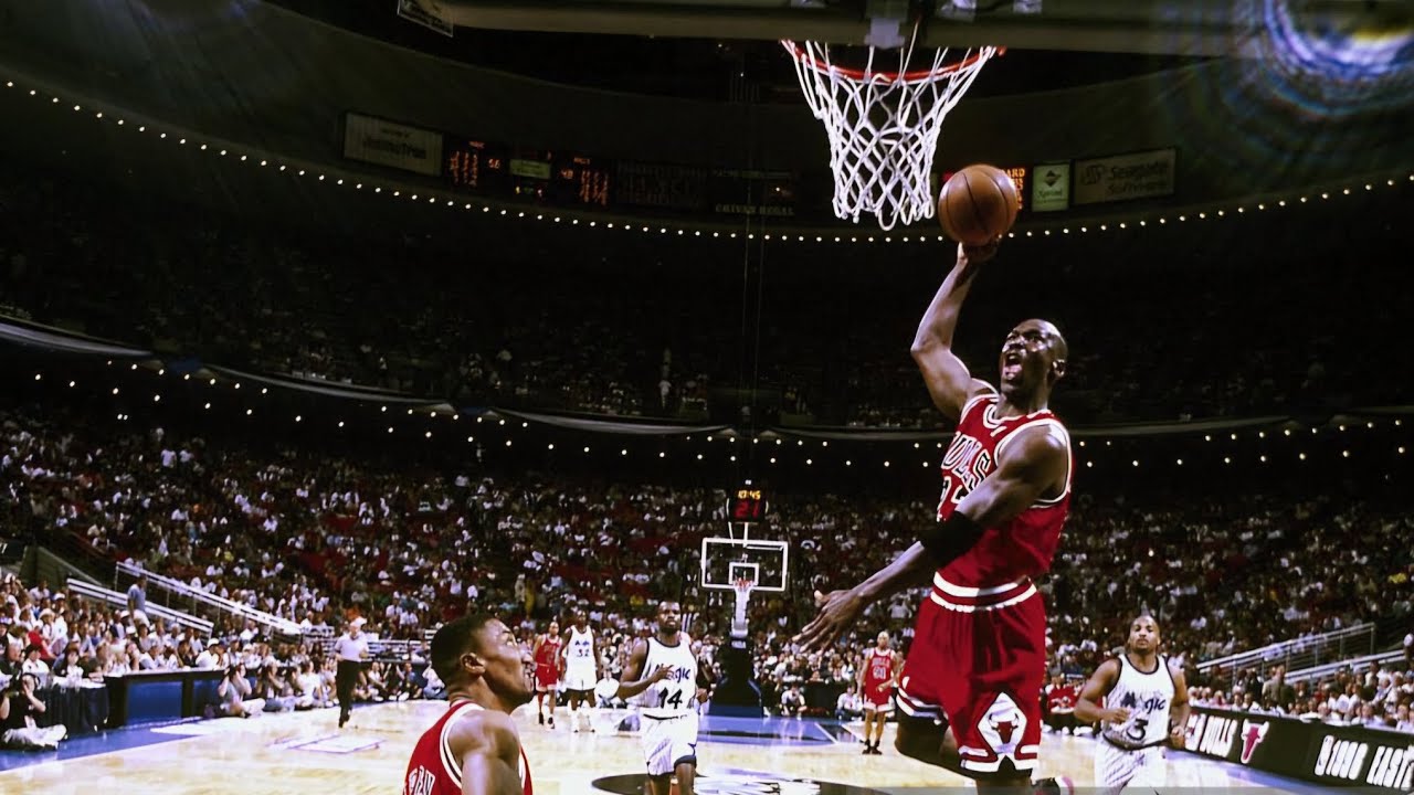 Bulls vs Magic Game 4 1996 ECF: MJ finishes off Orlando #michaejordan #Bulls #magic #Shaq #90snba