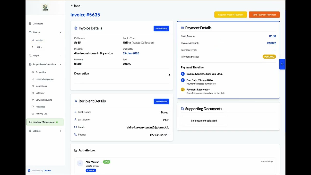 Invoicing & Payments in Dormot Core — Rent, Sales, Utilities, and Financial Control