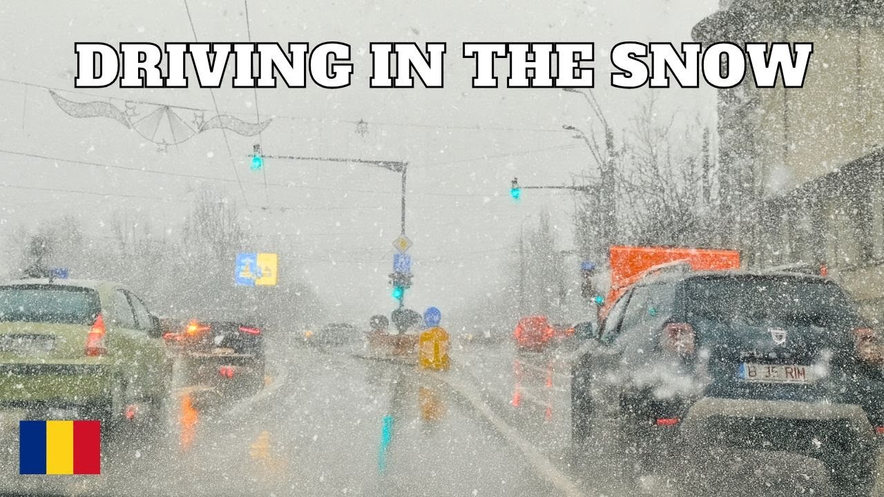 A SNOWy DRIVE in BUCHAREST ROMANIA București Condus pe zapada | NINSOARE | Drum de Iarna