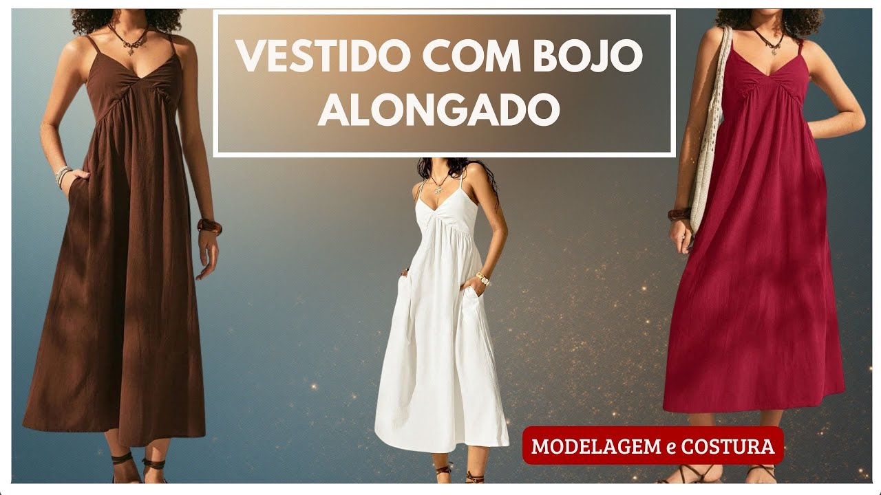 Vestido com bojo alongado - modelagem e costura