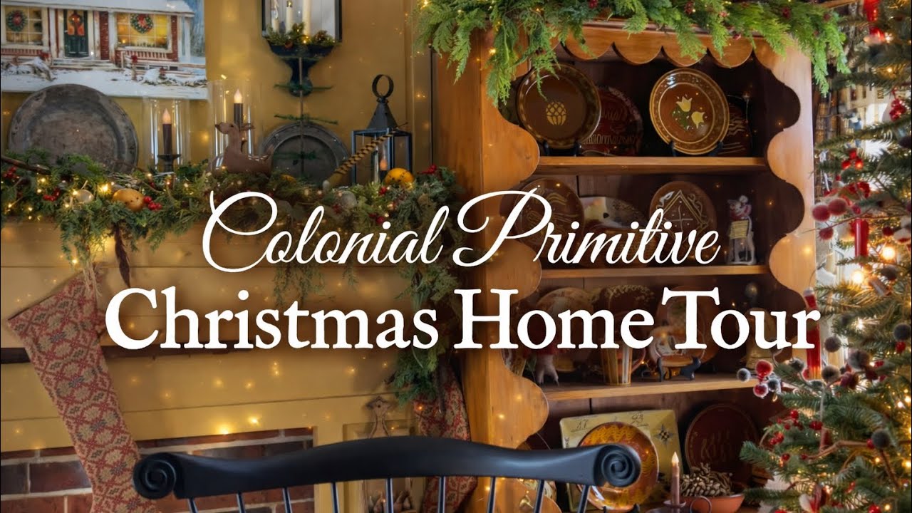 COLONIAL PRIMITIVE CHRISTMAS HOME TOUR - EARLY AMERICAN HOLIDAY CHARM & COZY DECORATING INSPIRATION