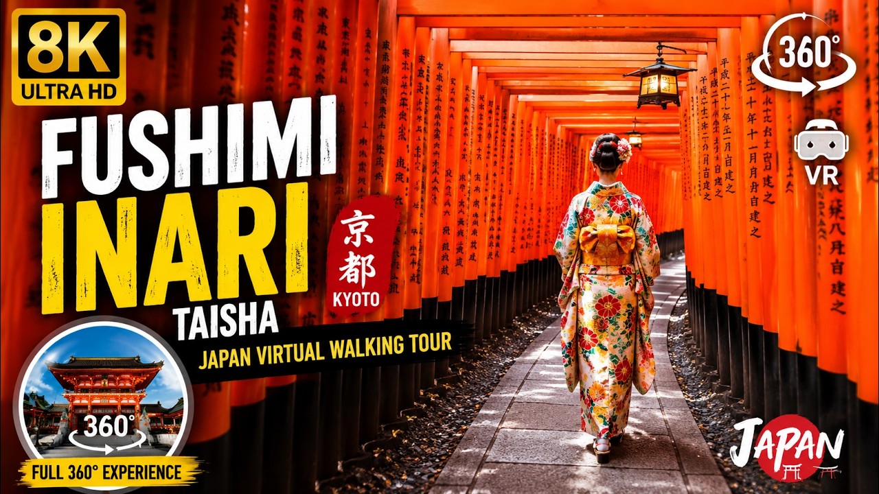 [8K 360° VR] Fushimi Inari Taisha, Kyoto | Torii Gates Japan Virtual Walking Tour