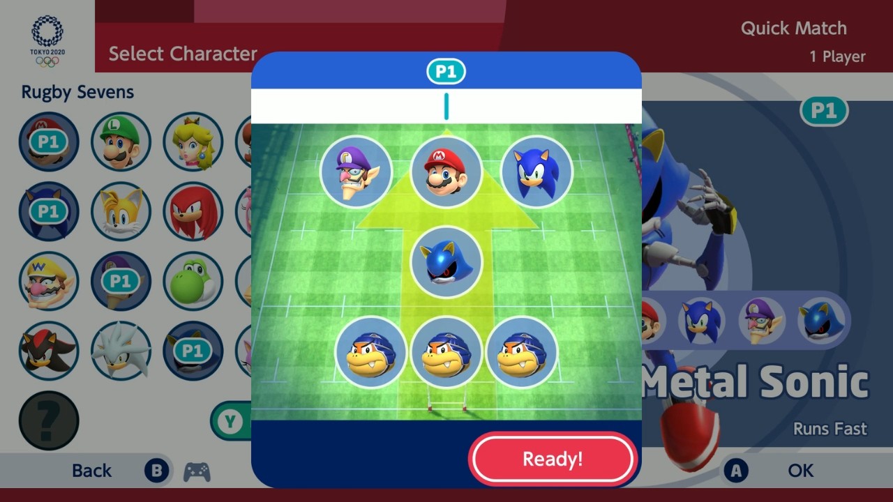 Mario & Sonic At The Olympic Games Tokyo 2020 Rugby Seven (Gameplay) Mario Waluigi Wario Blaze