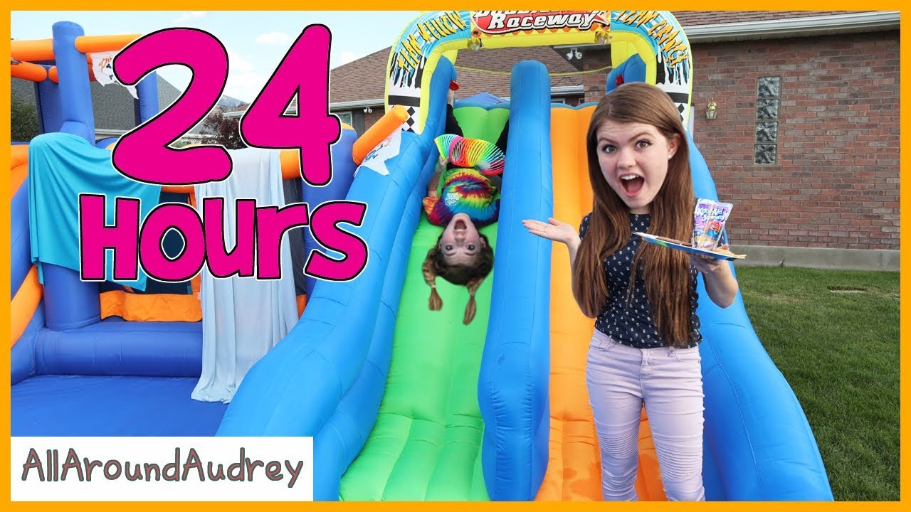24 Hours In Giant Bounce House Slide / AllAroundAudrey