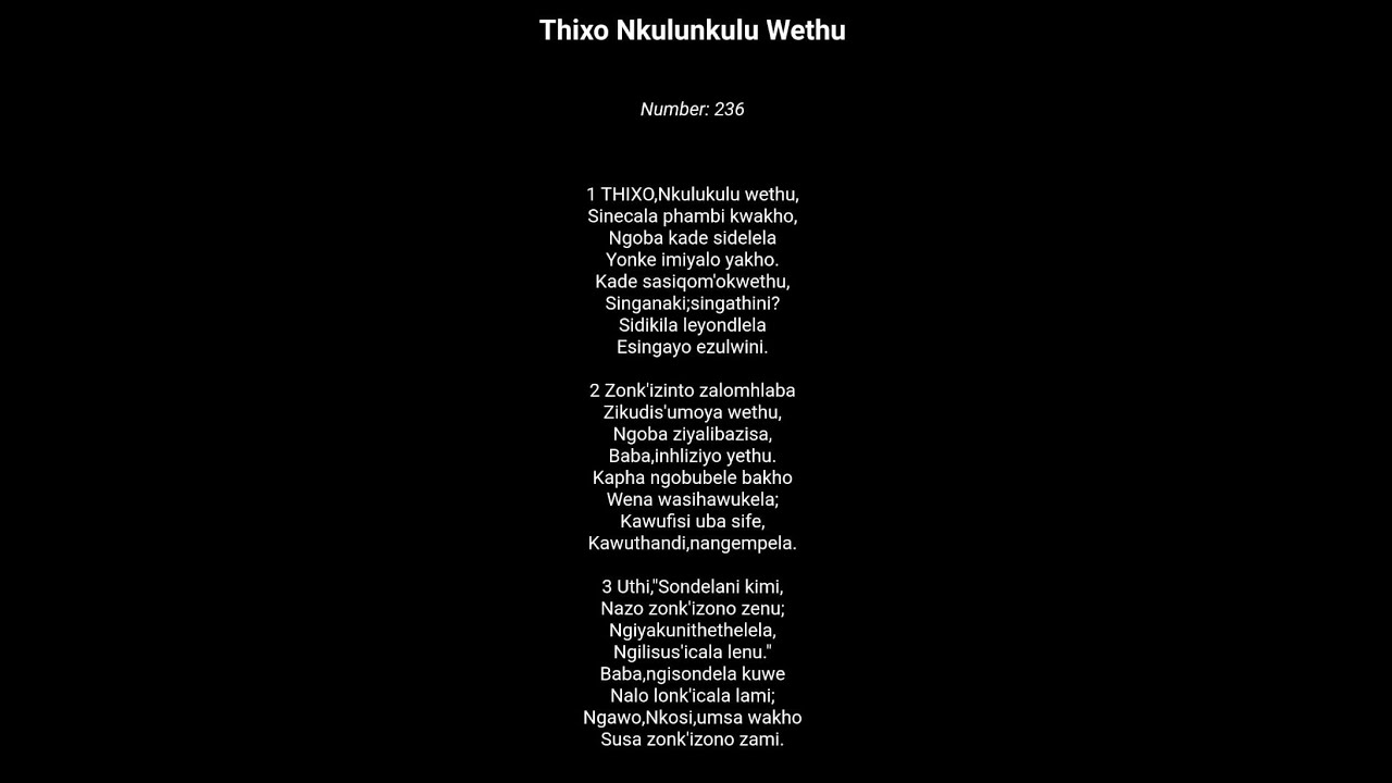 Thixo Nkulunkulu Wethu || Amagama okuhlabelela 236
