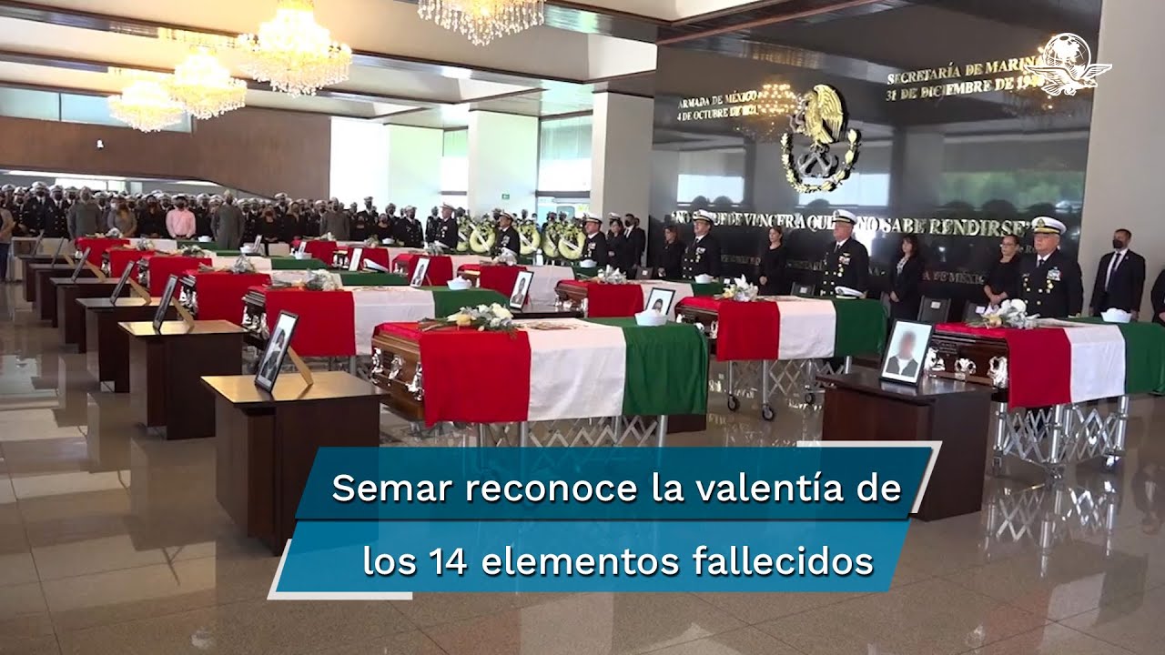 Semar rinde homenaje a marinos caídos en desplome de helicóptero, tras detención de Caro Quintero