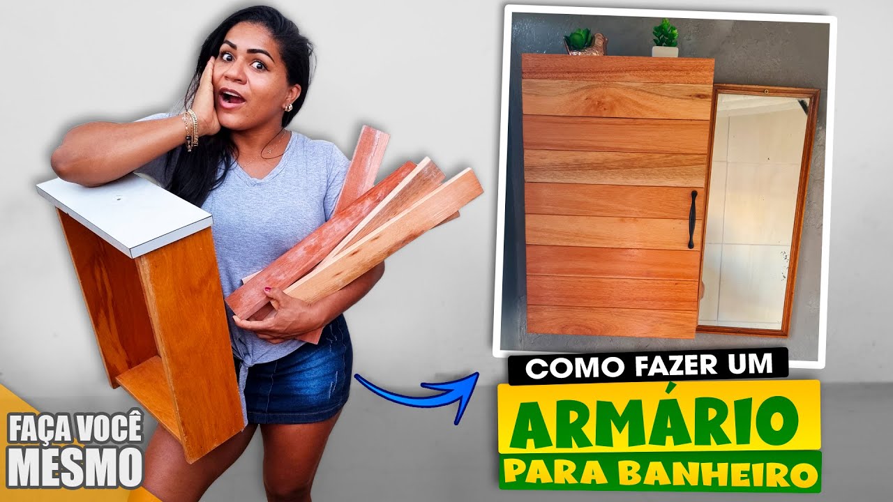 COMO FAZER UM ARMÁRIO PARA BANHEIRO OU LAVABO COM GAVETA VELHA E RESTOS DE MADEIRA