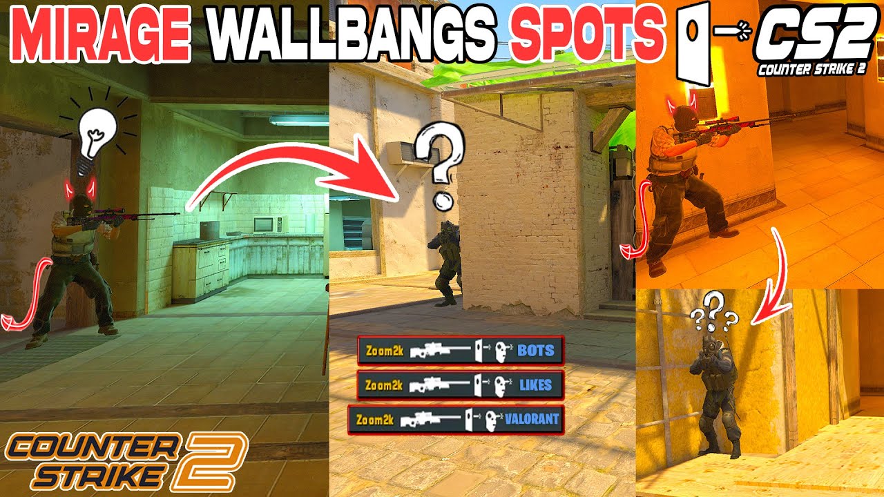 CS2 Mirage All WALLBANG SPOTS ( FREE FRAGS )   #cs2
