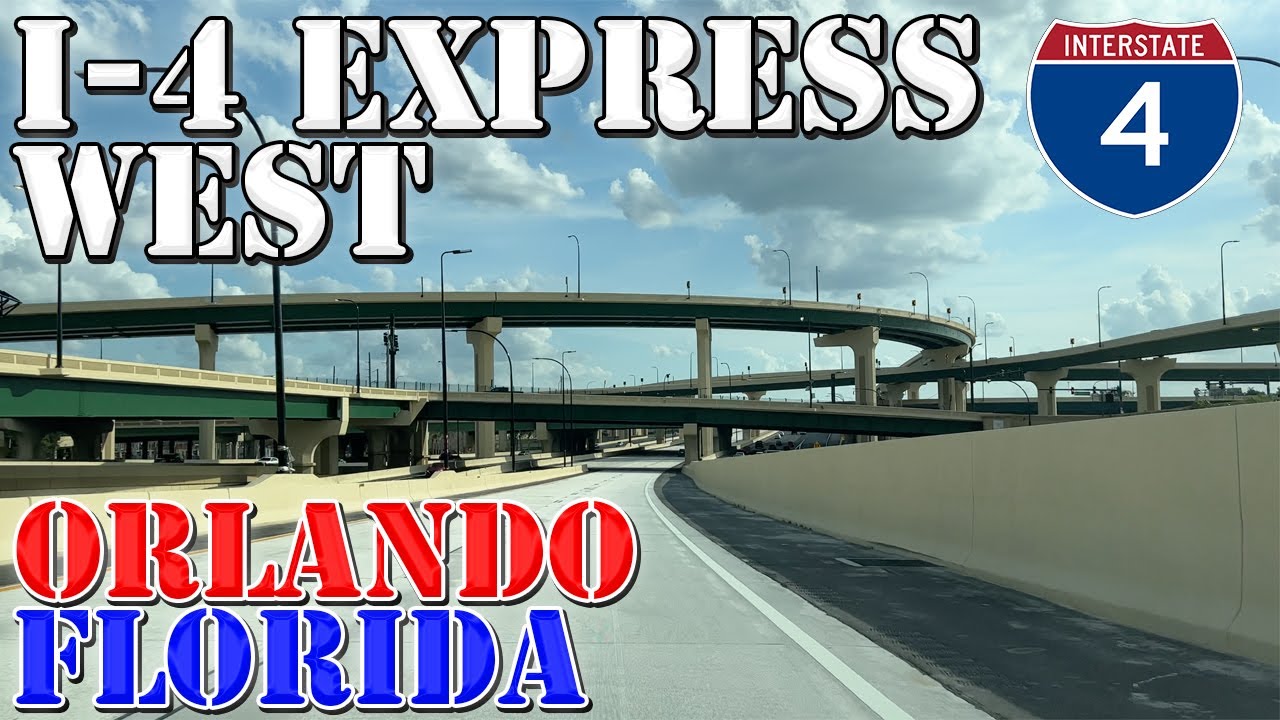 I-4 West EXPRESS LANES TOLL - Orlando - Florida - 4K Highway Drive