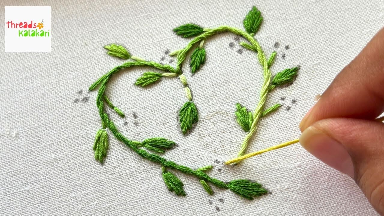 New hand embroidery design - Easy heart shape embroidery for beginners