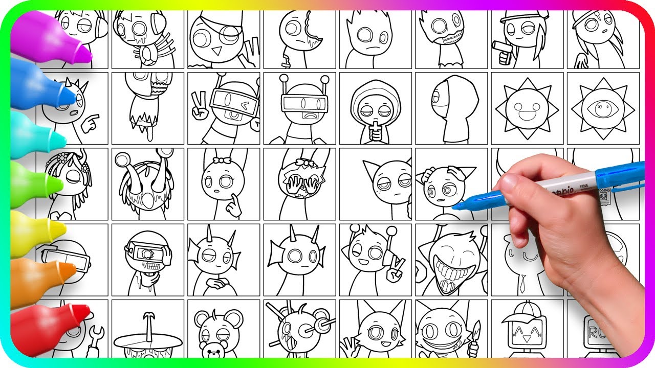 Incredibox SPRUNKI Coloring Pages - Phase 1 vs Phase 2 Cardboard / Satisfying Coloring SPRUNKI