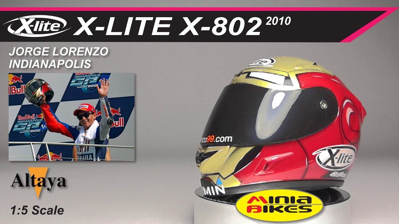 EP574 | JORGE LORENZO (2010) | X-LITE X-802 INDIANAPOLIS | ALTAYA | 1:5 SCALE | MINIATURE HELMET