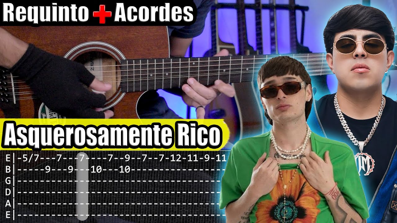 Asquerosamente Rico - Peso Pluma x Oscar Maydon - Requinto + Acordes | TABS | Tutorial Guitarra