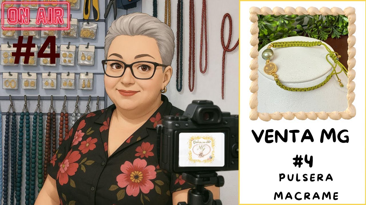VENTA MG #4: Pulsera Macramé Con Piezas de Perforación Pequeña