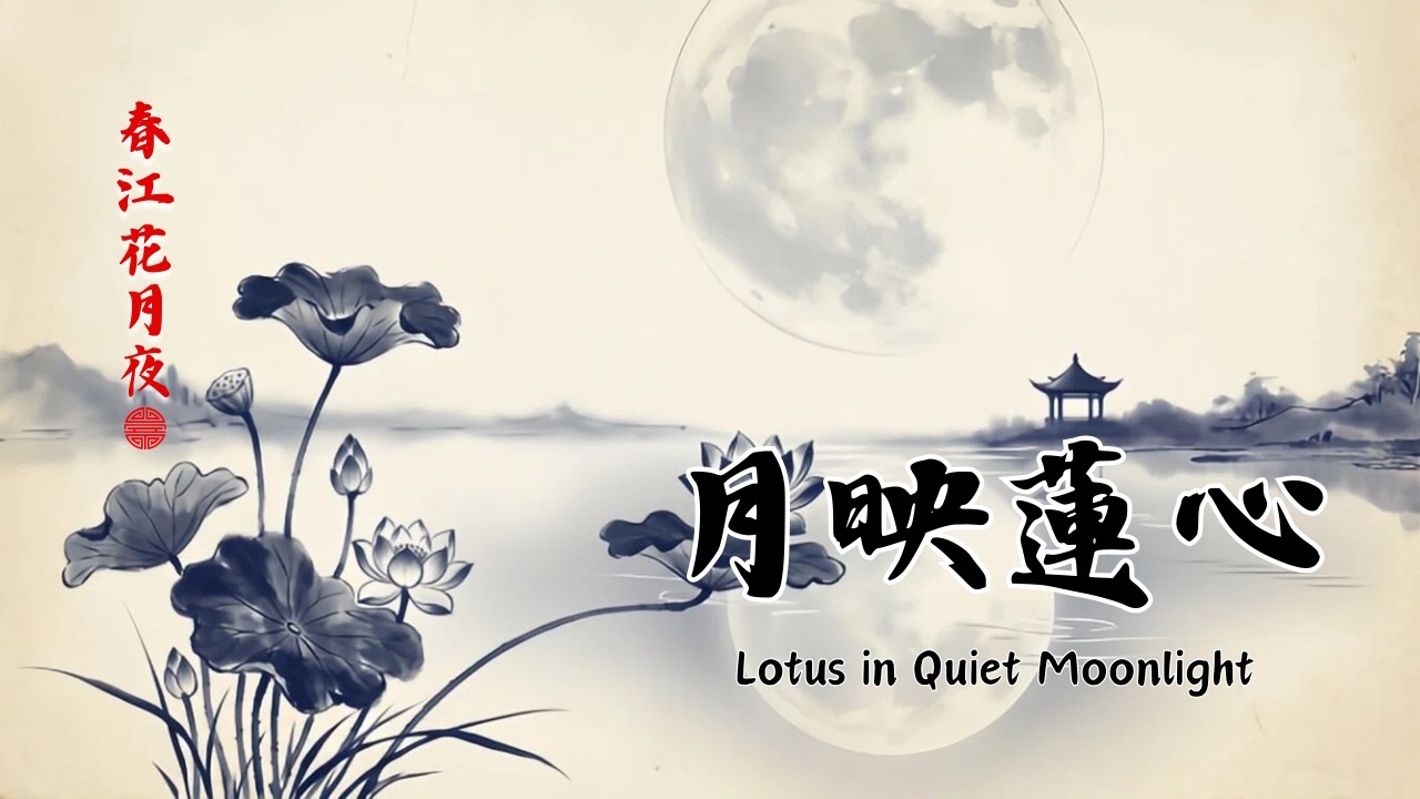 傳統中國風音樂🌙月映蓮心 (Moonlit Lotus) | 1 Hour Chinese Zen Meditation| 靜心、助眠、冥想必聽 🌑 深度放鬆的古琴與洞簫演奏