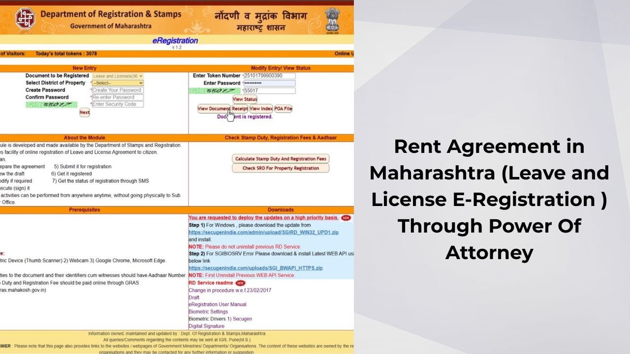 Rent Agreement in Maharashtra (Leave and License E-Registration )Through Power Of Attorney