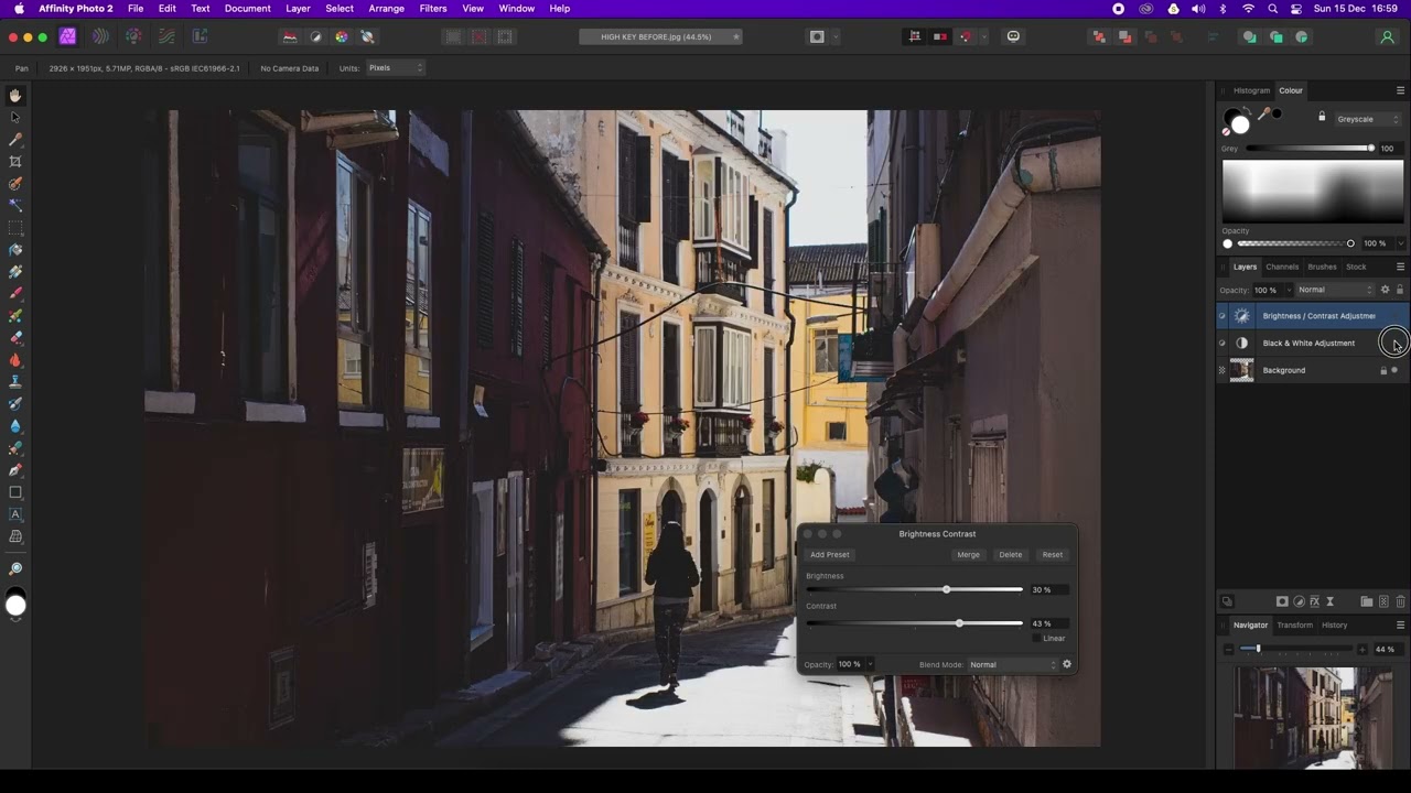 Affinity Photo tutrial - High Key Black and White