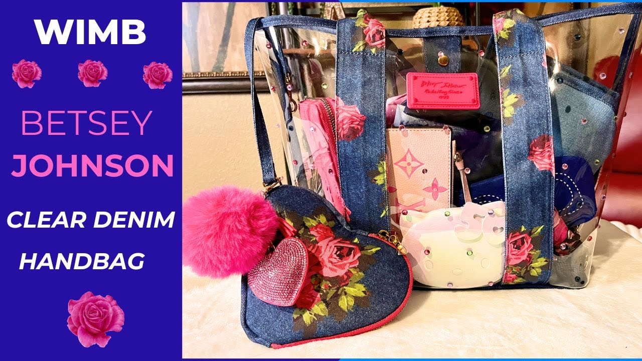 🌸WHAT'S IN MY BAG| Betsey Johnson Clear Denim Handbag #whatsinmybag