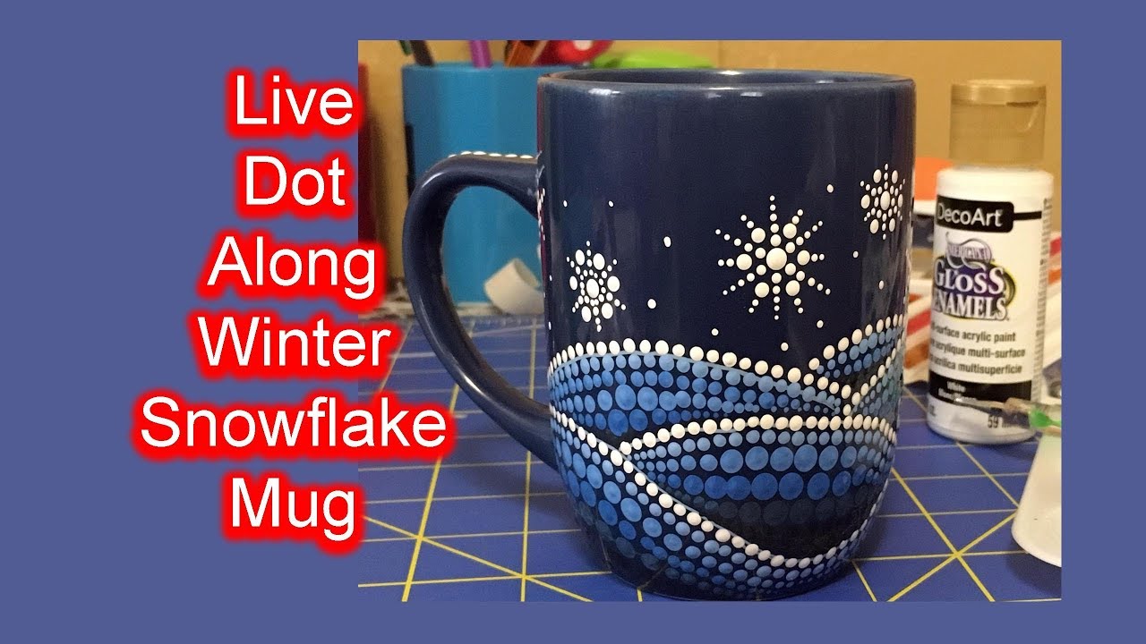 How to Paint Dot Mandala #035 SWD Live Dot Along Frosty Winter Snowflake Mug
