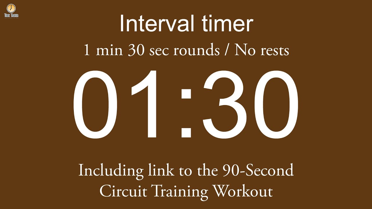 Interval timer - 1 min 30 sec rounds / No rests (with link to 90-Second Circuit Training Workout)