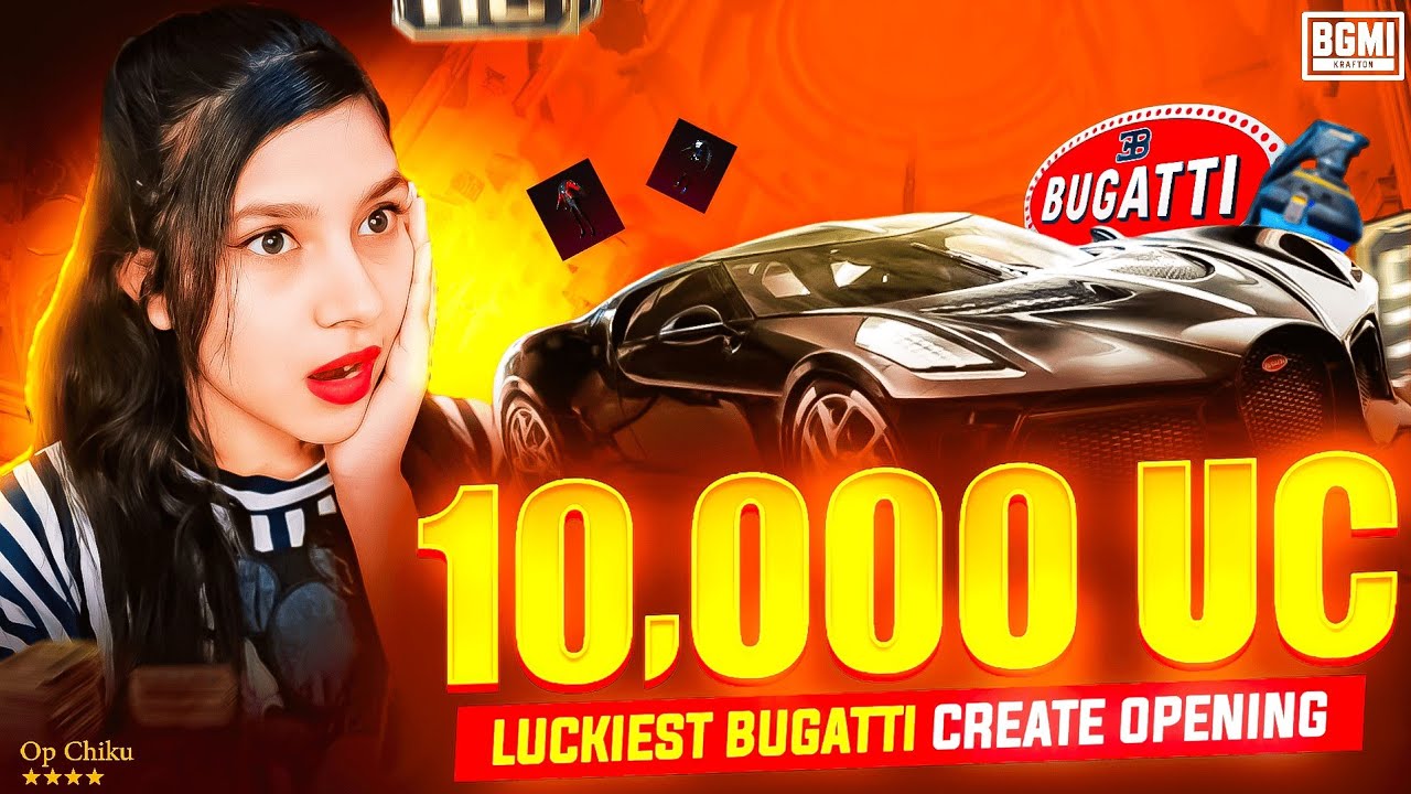 😱 OMG❗️GET BUGGATI IN JUST 1,0000 UC 😍 LUCKIEST CREATE OPENING | BGMI - OP CHIKU