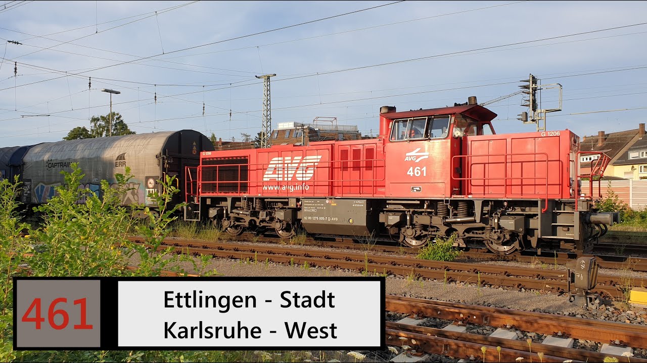 AVG Führerstandsmitfahrt Ettlingen-Stadt - Karlsruhe-West