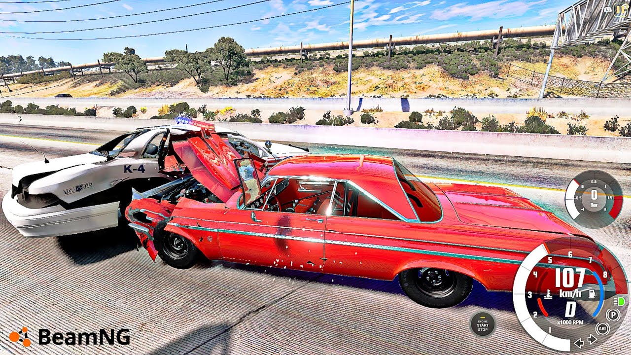POLÍCIA NÃO TEVE CHANCE! Fuga INSANA a 100km/h no BeamNG.drive 🚓💥