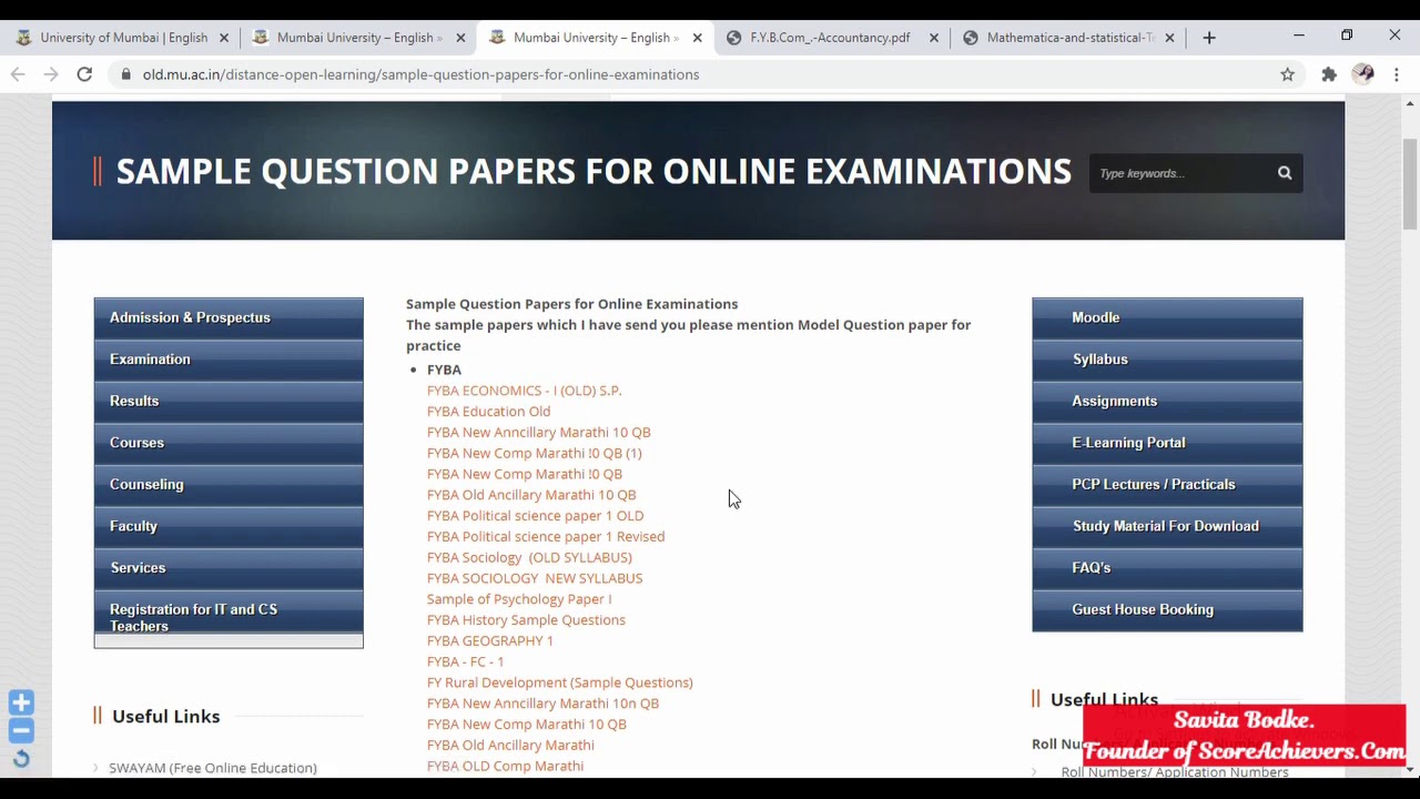 MCQs for IDOL Examination 2020 University of Mumbai ( ATKT Exams)