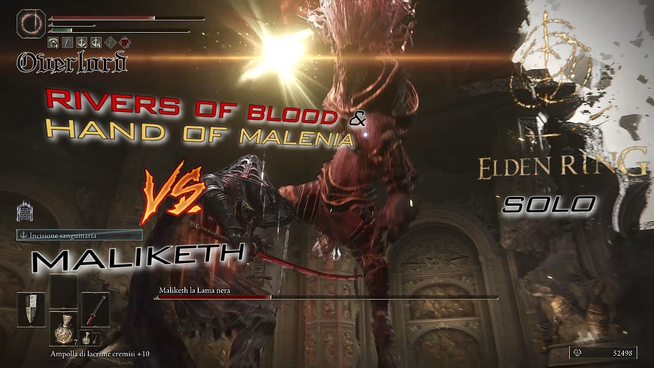ELDEN RING - Maliketh First Kill solo rivers of blood & hand of malenia