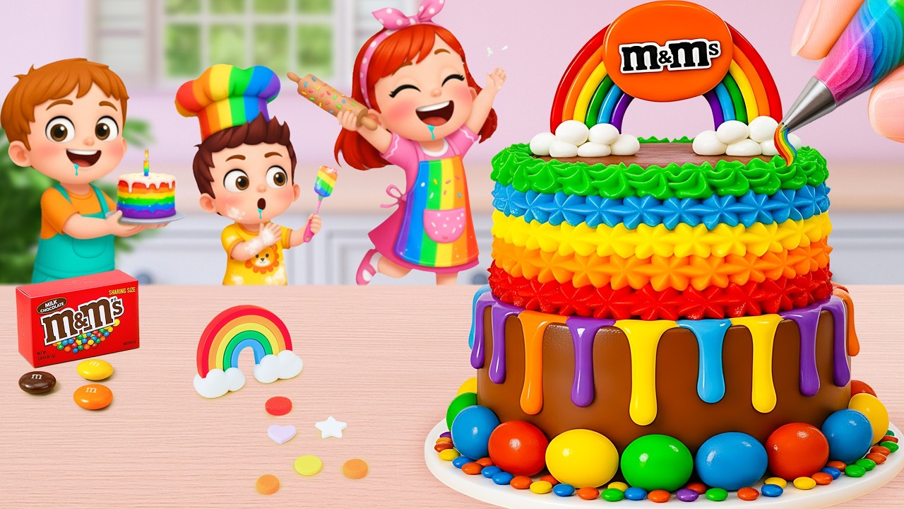 Miniature Rainbow Cake Recipe 🌈 Making Yummy Mini M&M Rainbow Chocolate Cake 💕 Yummy Teeny