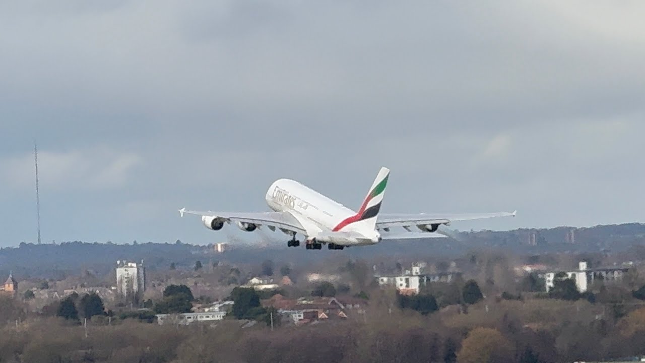 Emirates a380 departure from Birmingham Airport 16th February 2026