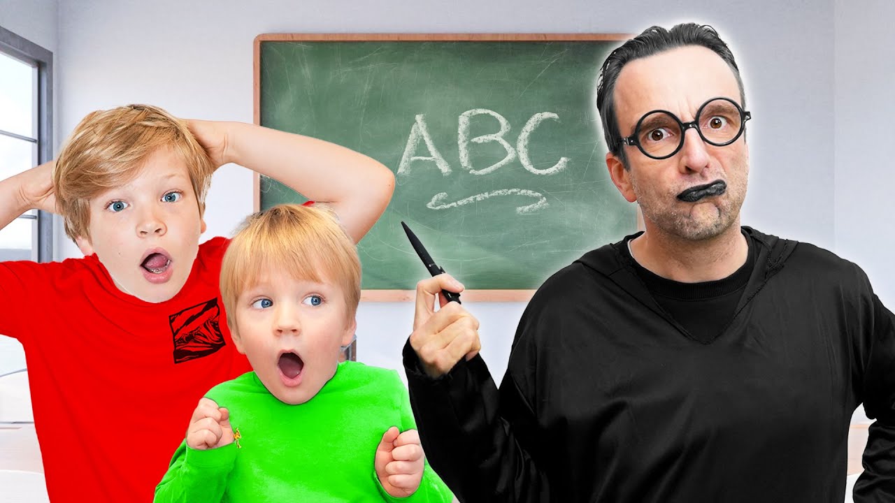 Amelia, Akim & Arthur in school story with mister Wednesday as teacher