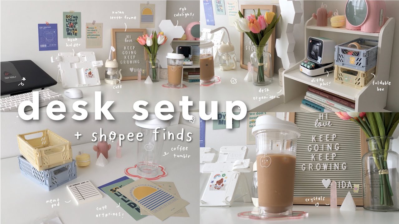 2022 aesthetic desk setup + shopee finds links | malaysia