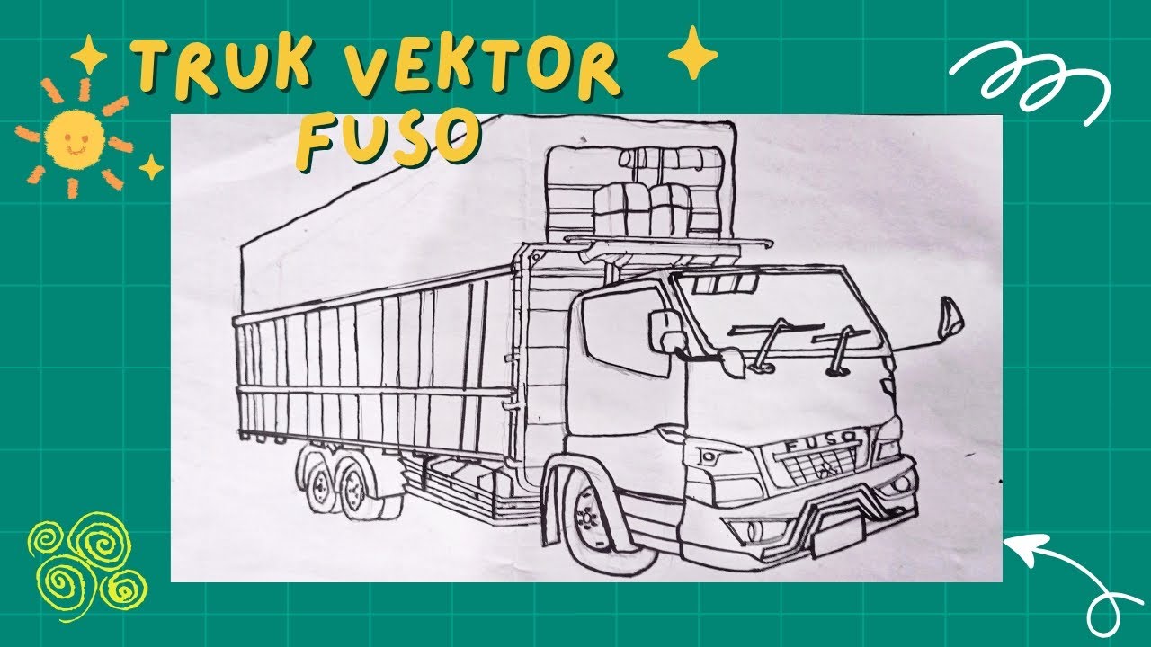 Menggambar mobil truk angkut barang (full video) 