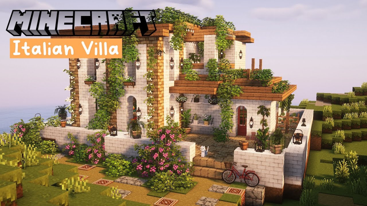 Minecraft Coastal Italian Villa Cottage 🌊🪴- Speedbuild | W/ CIT Resource Packs & Cocricot