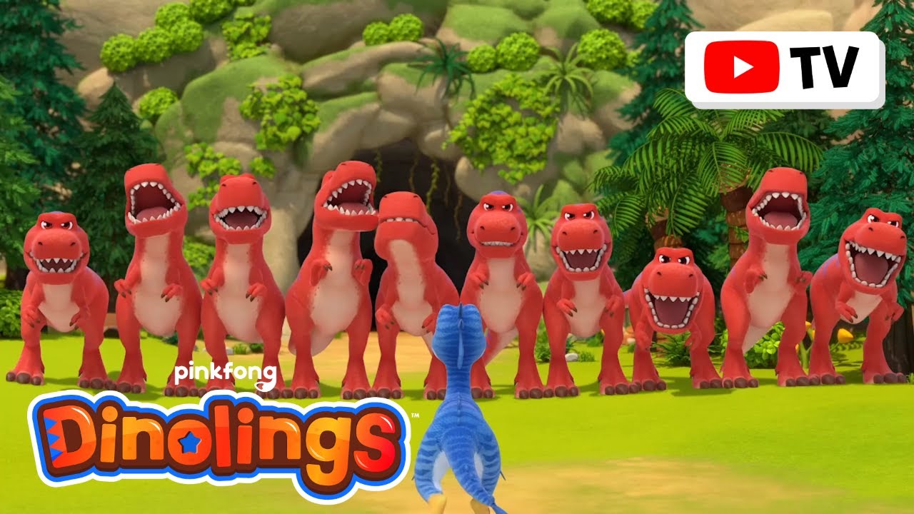 [TV for Kids] 100 Little T-Rexes 🦖 | 1-Hour Loop | Dinolings: Pinkfong Dinosaurs for Kids