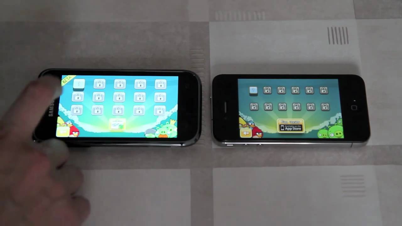 Samsung Galaxy S VS Apple iPhone 4 - Angry Birds