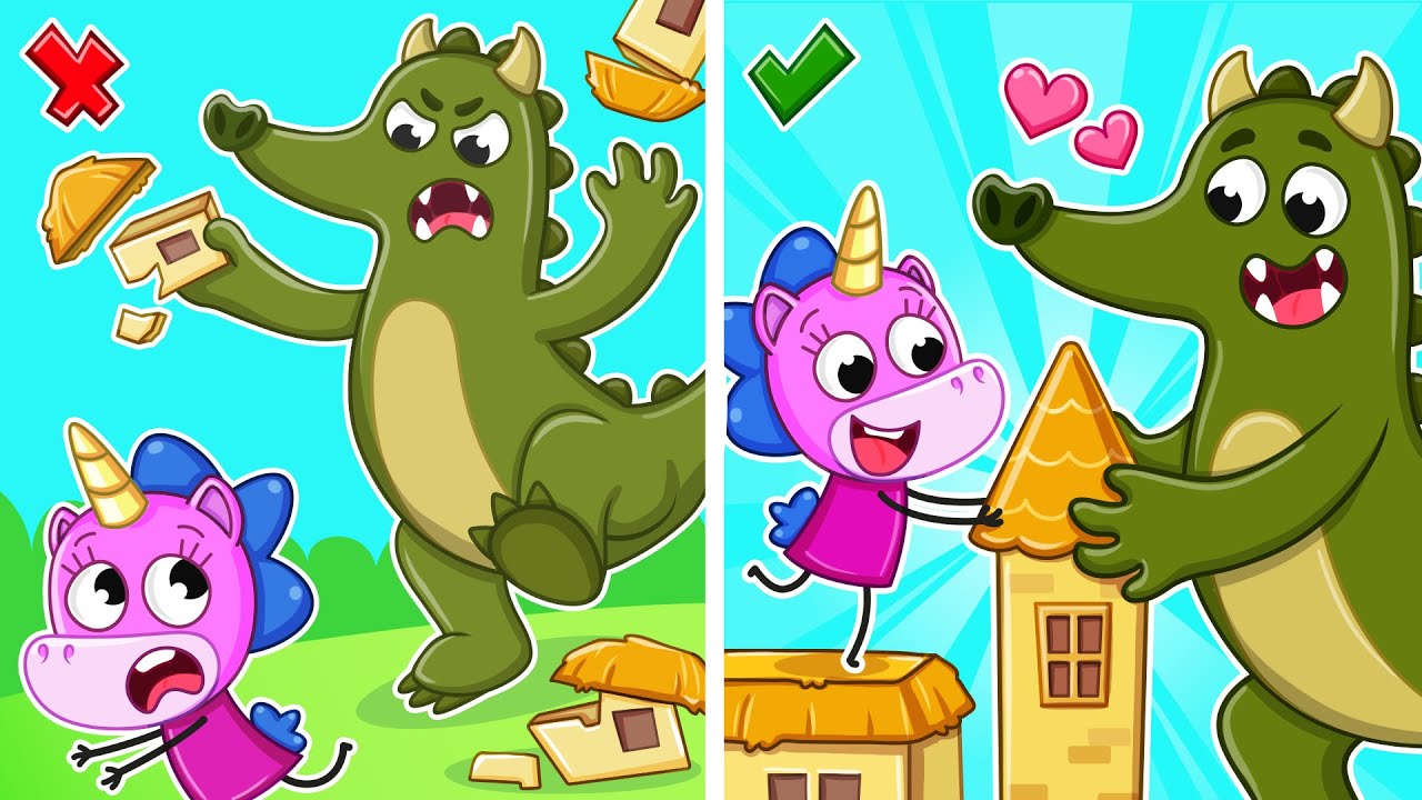 Scary Dragon vs Cute Dragon | Big Monster Destroyed My House! 🐉🏰 | Teeny Mimi🦄