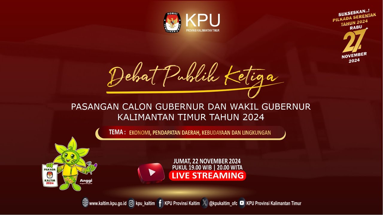 Debat Ketiga Pemilihan Gubernur dan Wakil Gubernur Kalimantan Timur Tahun 2024