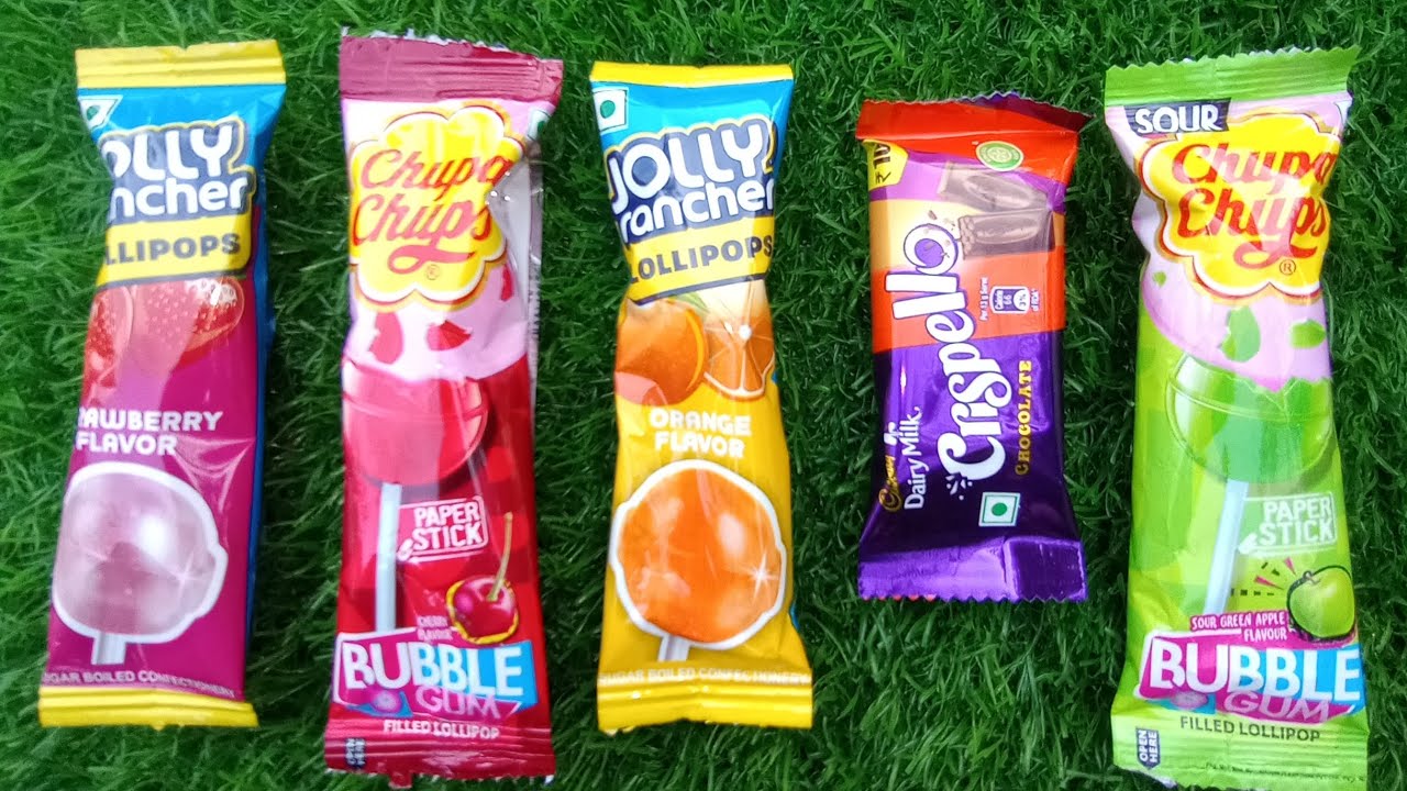 ASMR Eating Chocolate Lollipop Chupa Chups| Rainbow Colorful Chocolate Gems Crispello Unboxing video