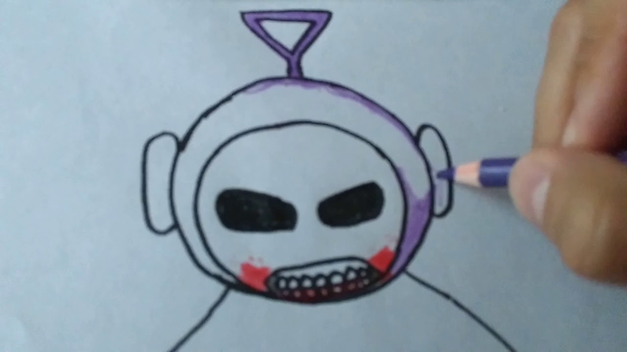 Cómo DIBUJAR y PINTAR a 😨TINKI WINKI de slendytubbies they're  coming/how  draw and Paint TINKI WIN