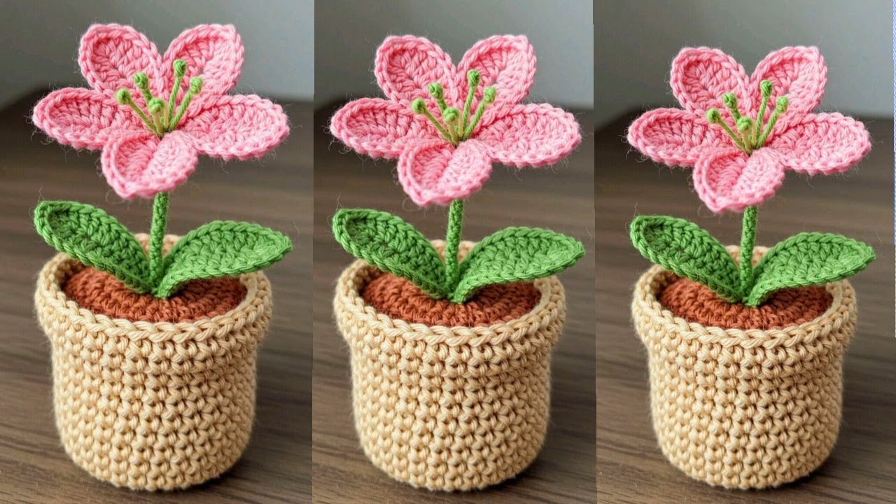 Mini Macetita de Flores a Crochet que Enamora